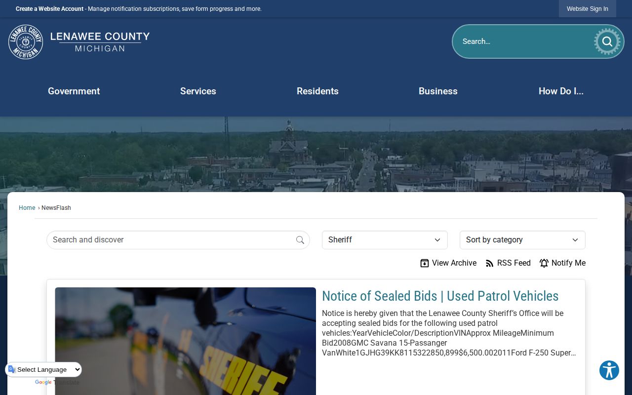 Lenawee County official news and scam alerts page